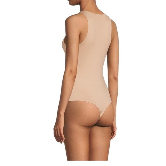 Gianni Bini Layla Sleeveless Racer Knit Coordinating Bodysuit Medium Tan - Picture 3 of 8